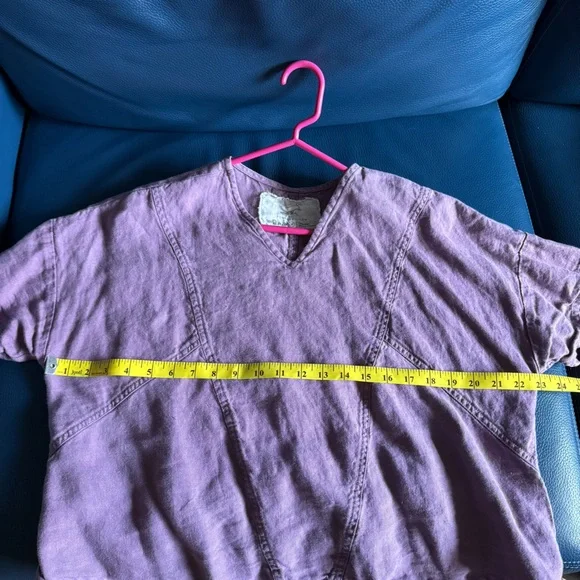 BASEL boxy linen top in beautiful dusty lavender. Size M - Picture 3 of 5
